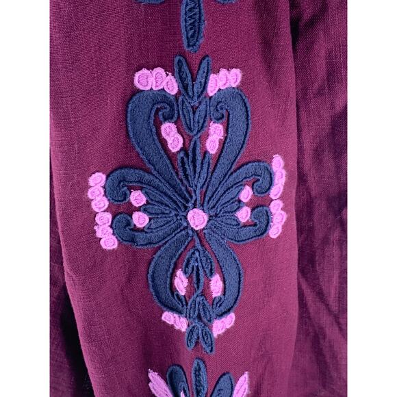 River Island Cardigan Embroidered Purple Womens Size Medium Tassel Cotton Boho - Picture 5 of 12
